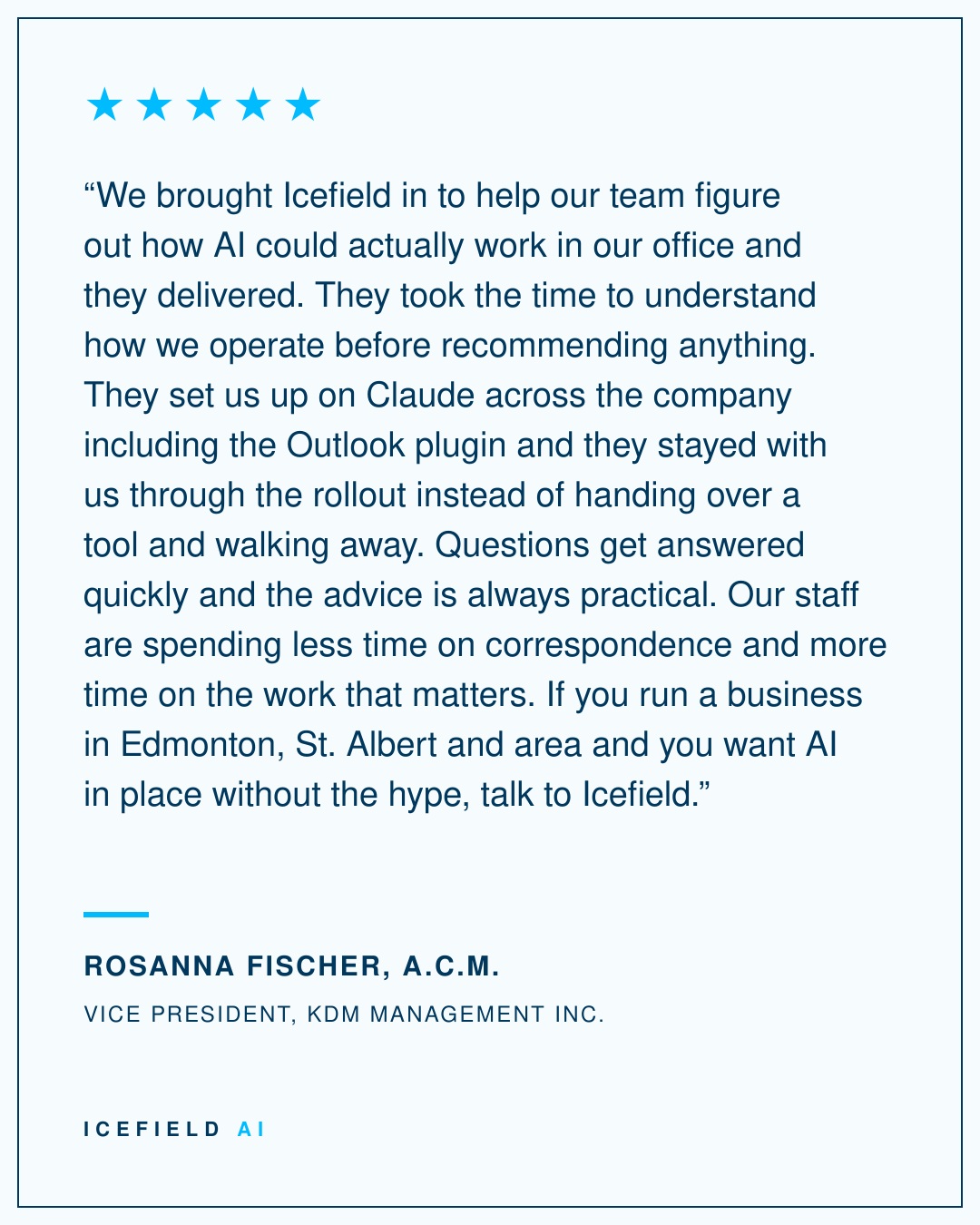 Client feedback like this is why we focus on practical AI adoption, not just the technology.
We worked with KDM Managem